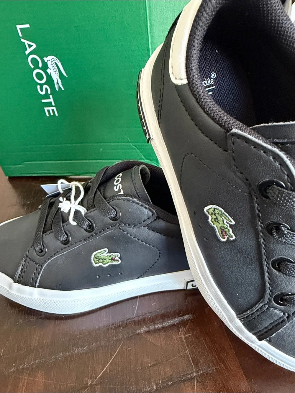 Lacoste Kids Black and White Low-Top Sneakers